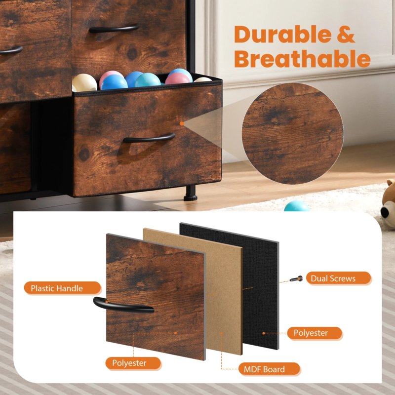 9-Drawer Fabric Chest Organizer for Clothes & Closet Storage Dresser for Bedroom