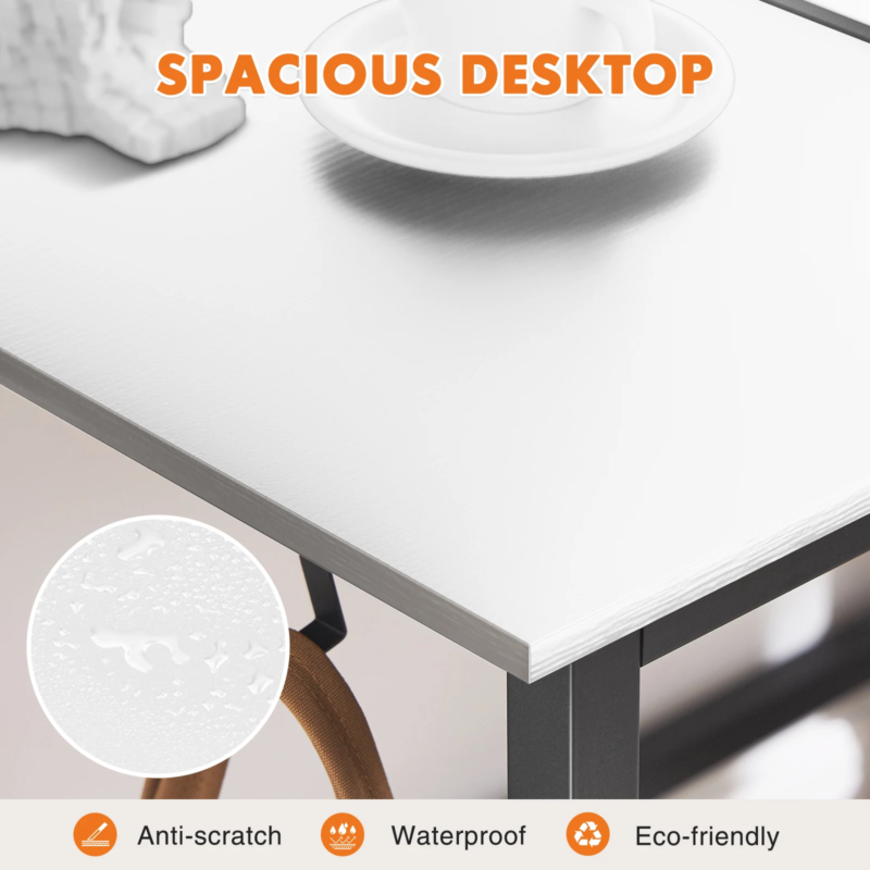Computer Desk, Writing Study Table, Modern Compact Style with Side Bag & Hook
