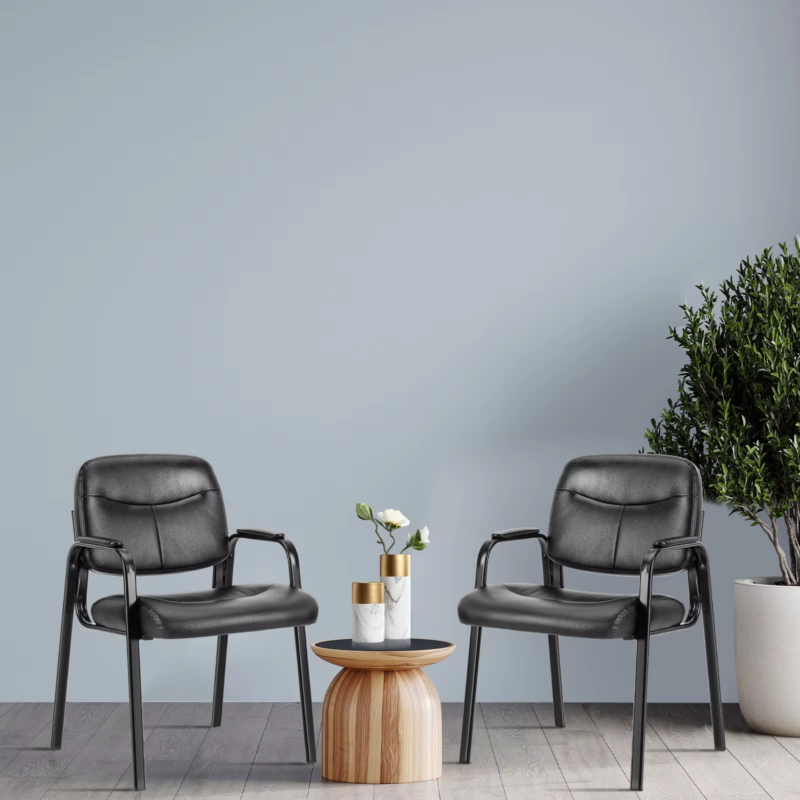 PU Leather Office Waiting Room Guest Chair, Metal Frame, Sponge Cushion Furniture