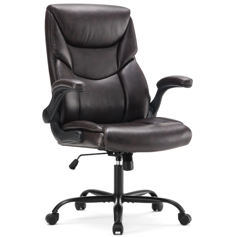 Ergonomic PU Leather Padded Armrest Rocking Gaming, Office Chair with Lumbar Support