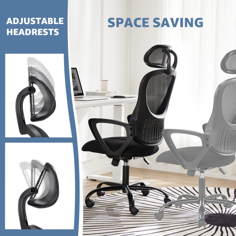 Ergonomic Mesh Rocking Gaming Chair with Fixed Armrest, Adjustable Headrest