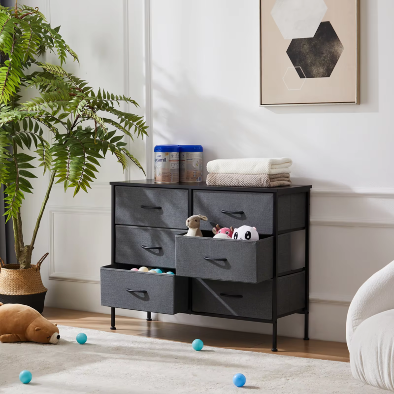 6 Fabric Drawers Nightstand, Bedside Table with Storage, Closet Chest, Furniture