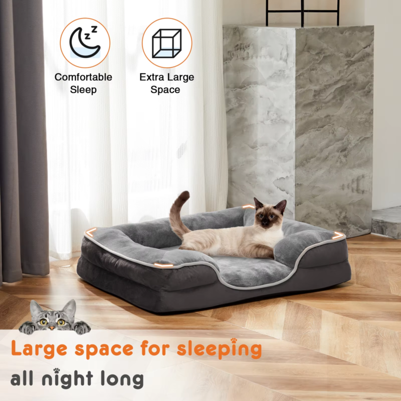 Orthopedic Dog Bed, Memory Foam Pet Bed for Small Dogs & Cats, Removable Cover