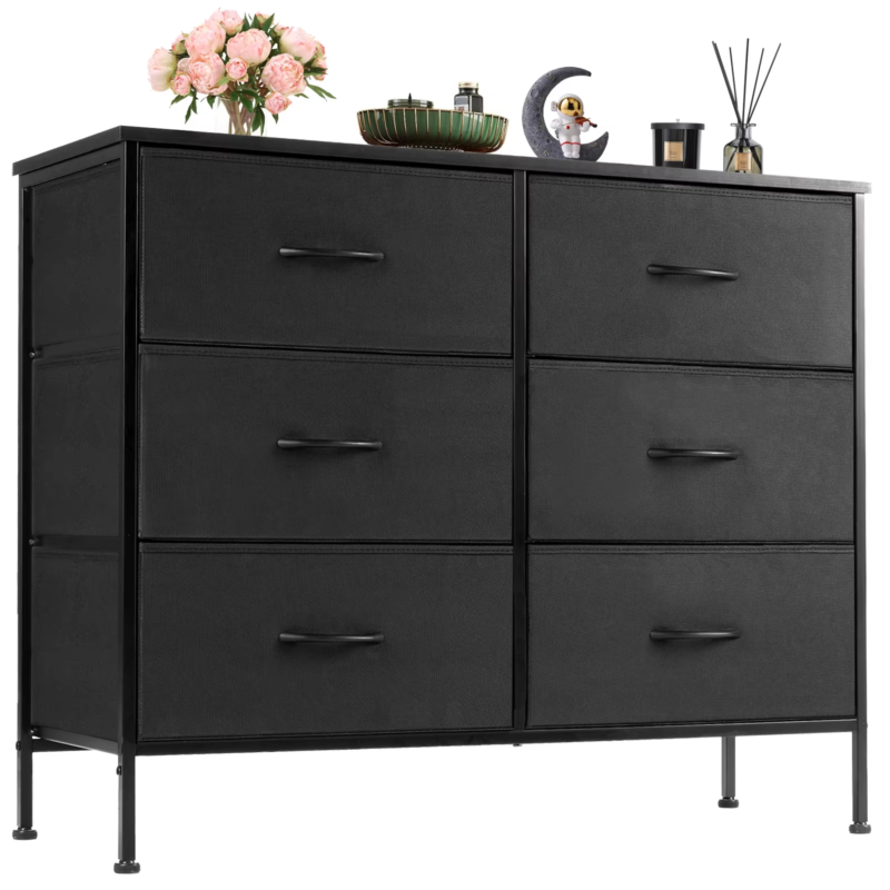 6 Fabric Drawers Nightstand, Bedside Table with Storage, Closet Chest, Furniture