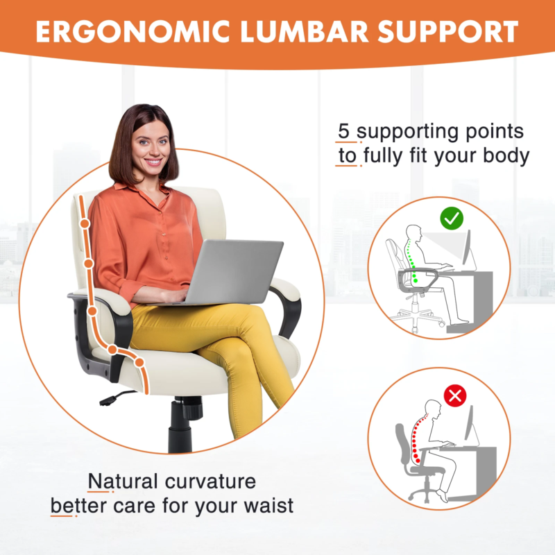 PU Leather Ergonomic Rocking Gaming Chair Adjustable Height with Lumbar Support