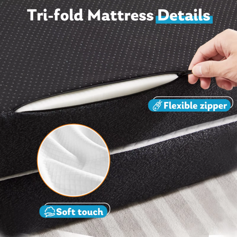 Three Fold Portable Floor Bed, CertiPUR-US Certified, Travel, Camping, Yoga