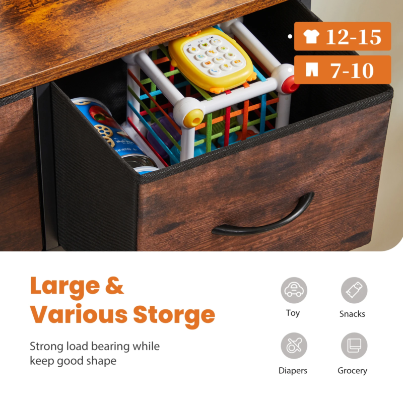 9-Drawer Fabric Chest Organizer for Clothes & Closet Storage Dresser for Bedroom