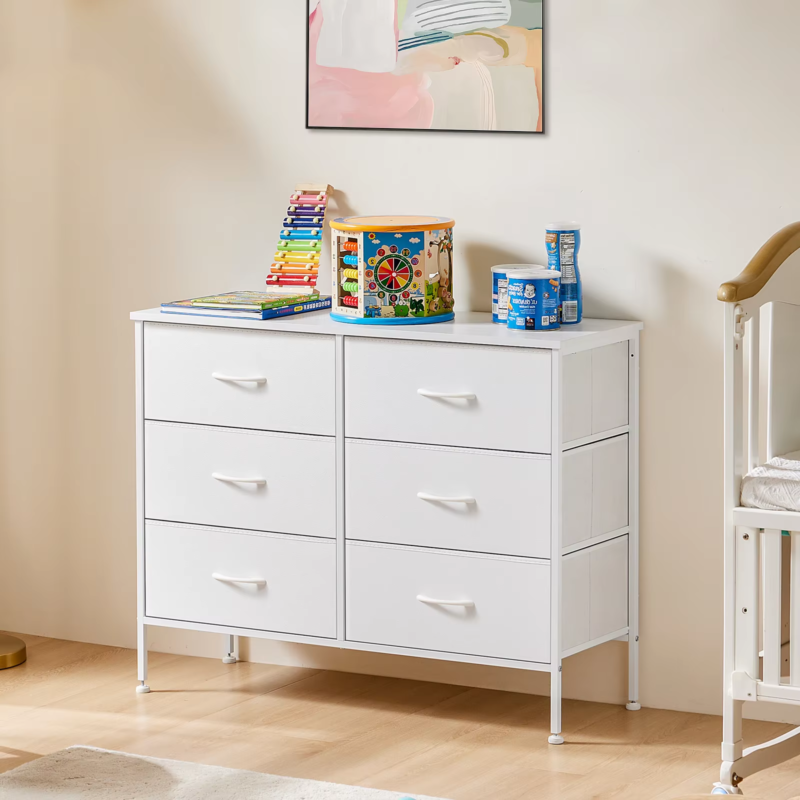 6 Fabric Drawers Nightstand, Bedside Table with Storage, Closet Chest, Furniture