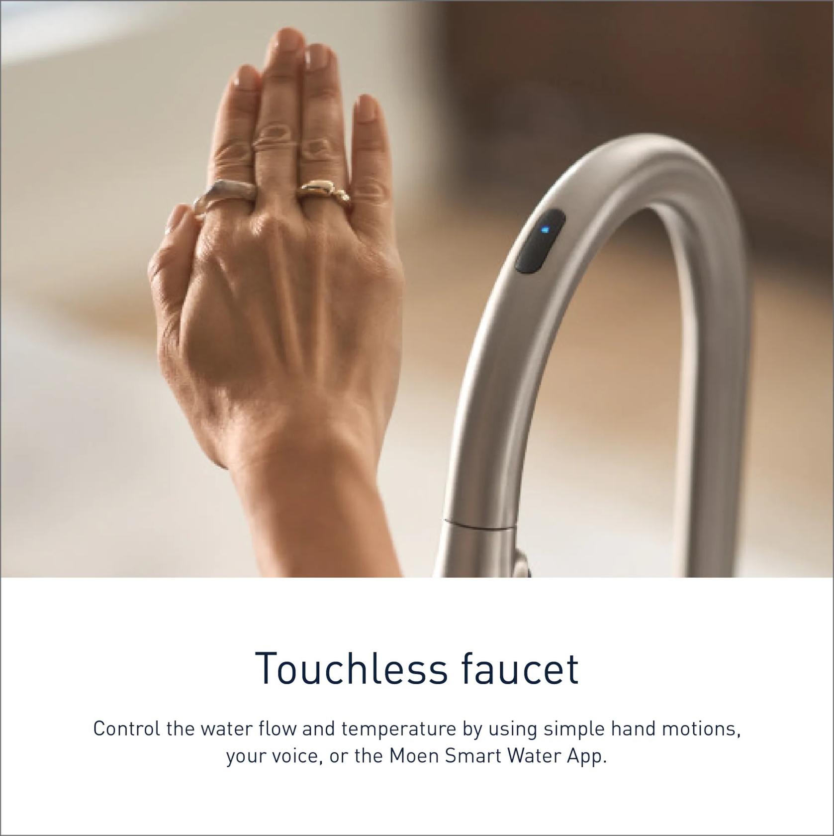 MOEN Align 7565EVSRS Single-Handle Smart Touchless Pull Down Sprayer Kitchen Faucet with Voice Control in Spot Resist Stainless