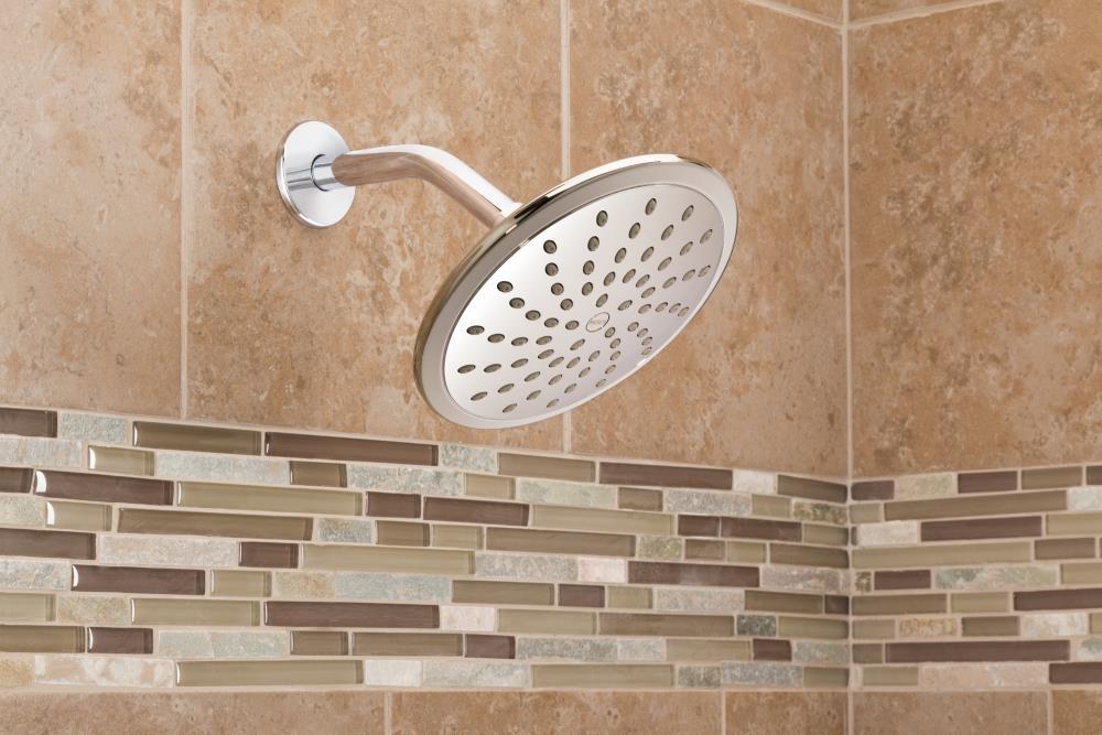 MOEN 6345 Eco-Performance 1-Spray Patterns 8 in. H Wall Mount Low Flow Fixed Shower Head in Chrome