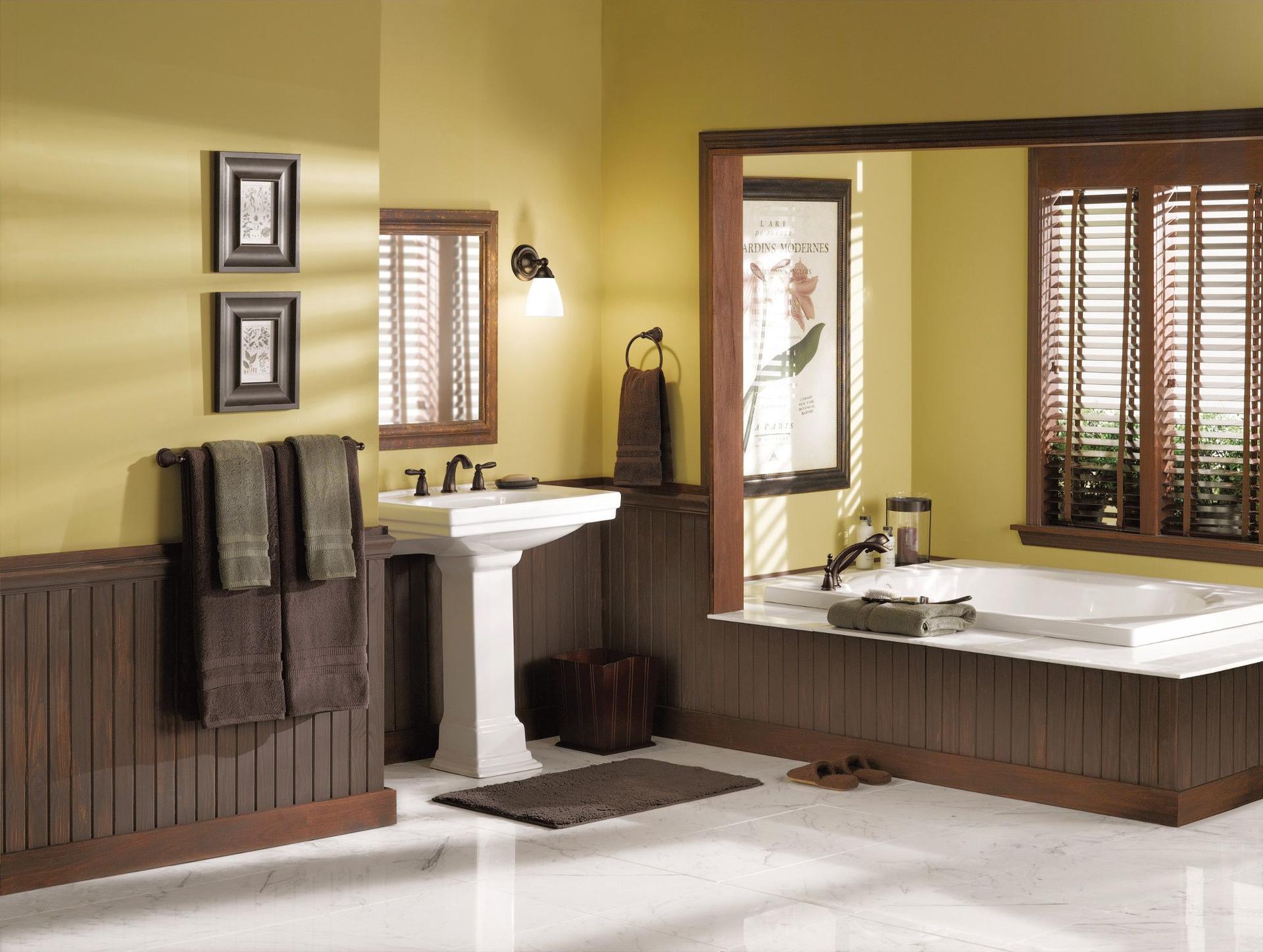 MOEN Brantford T924BN Two Handle Deck-Mount Roman Tub Faucet Trim Kit with Hand Shower in Brushed