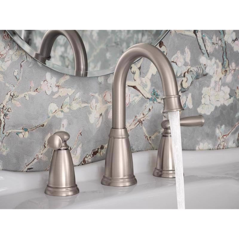 MOEN Banbury 84947SRN Widespread Double Handle High-Arc Bathroom Faucet in Spot Resist Brushed Nickel (Valve Included)