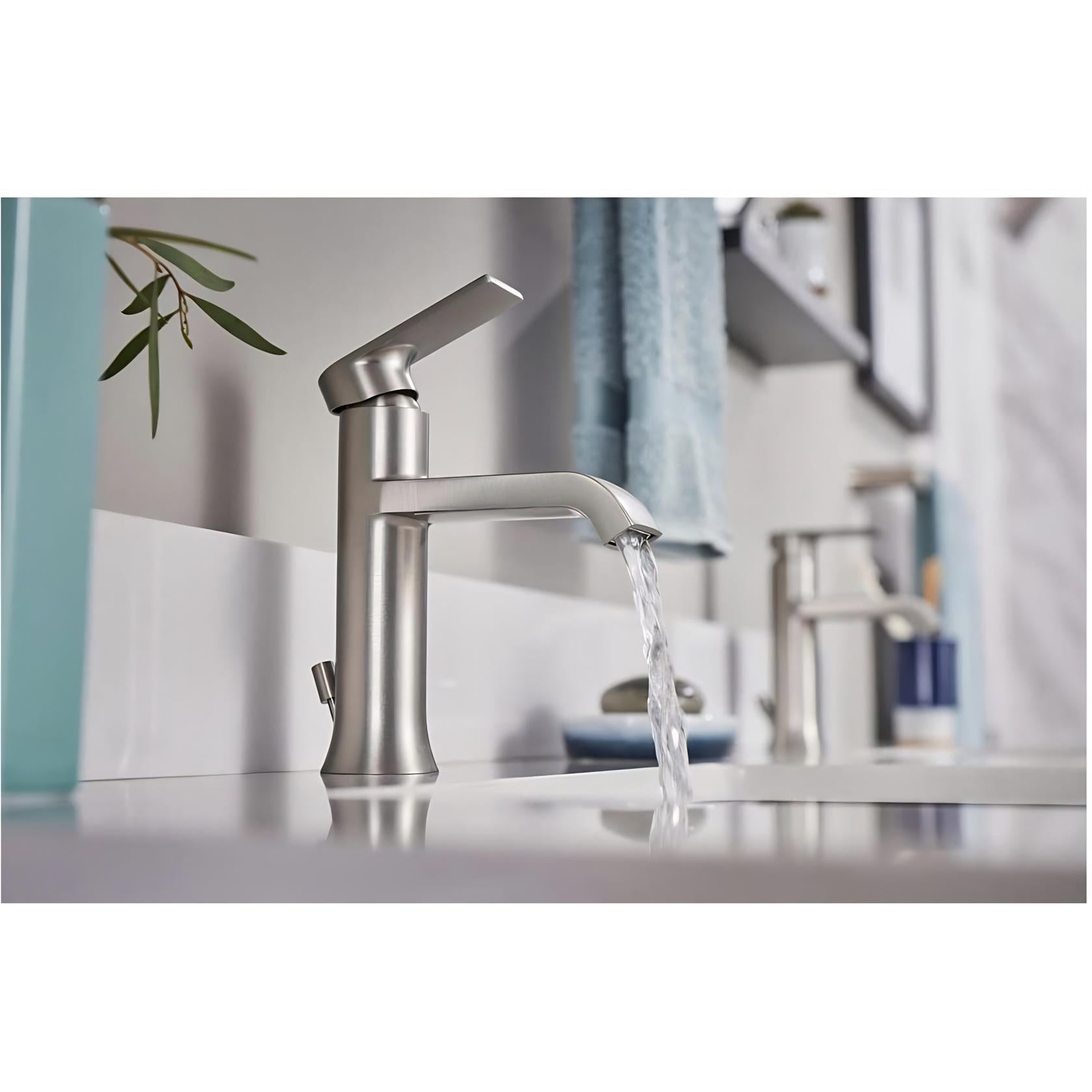 MOEN Genta WS84760SRN Single Handle Single Hole Bathroom Faucet in Brushed Nickel