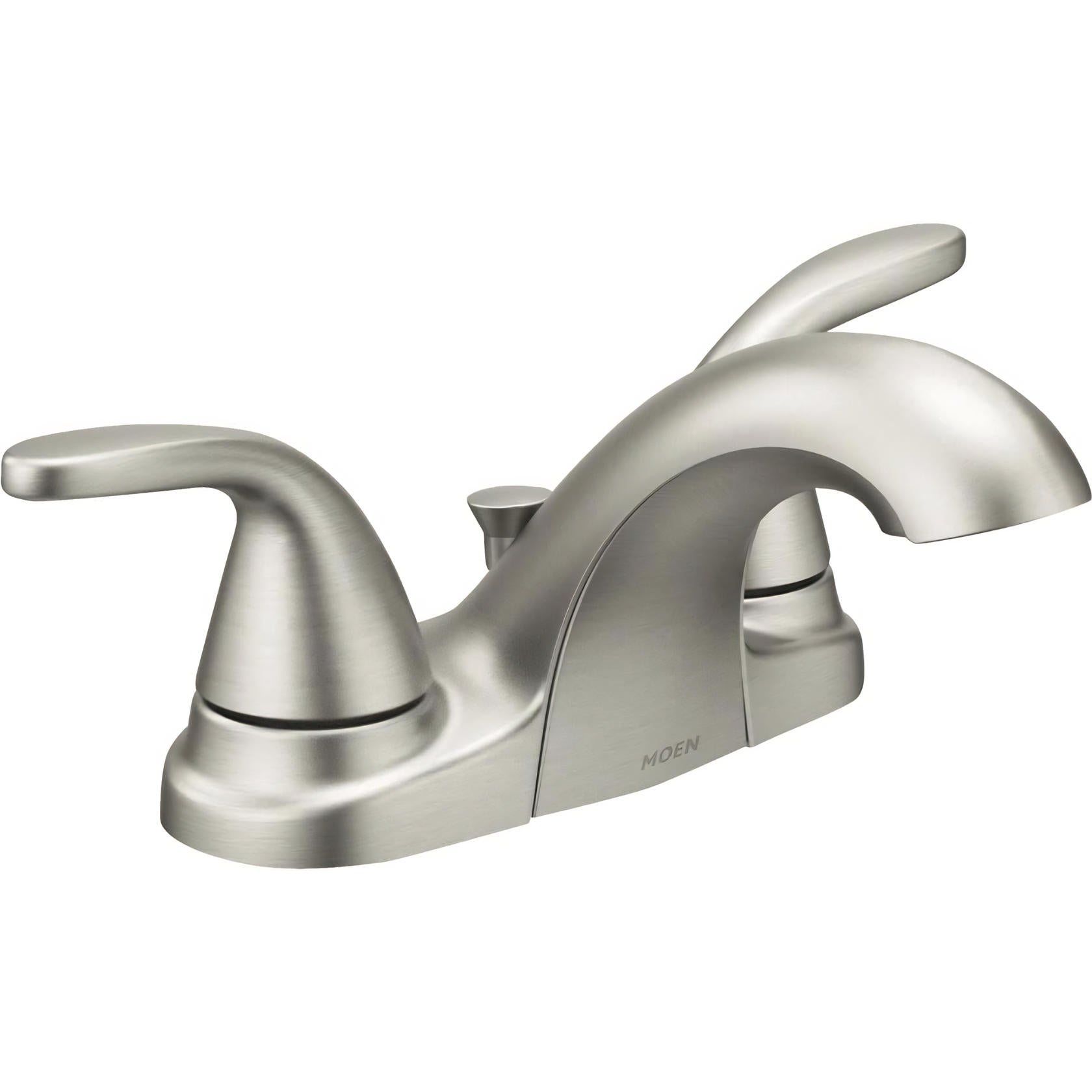 MOEN Adler 84603SRN Centerset 2-Handle Low-Arc Bathroom Faucet in Spot Resist Brushed Nickel