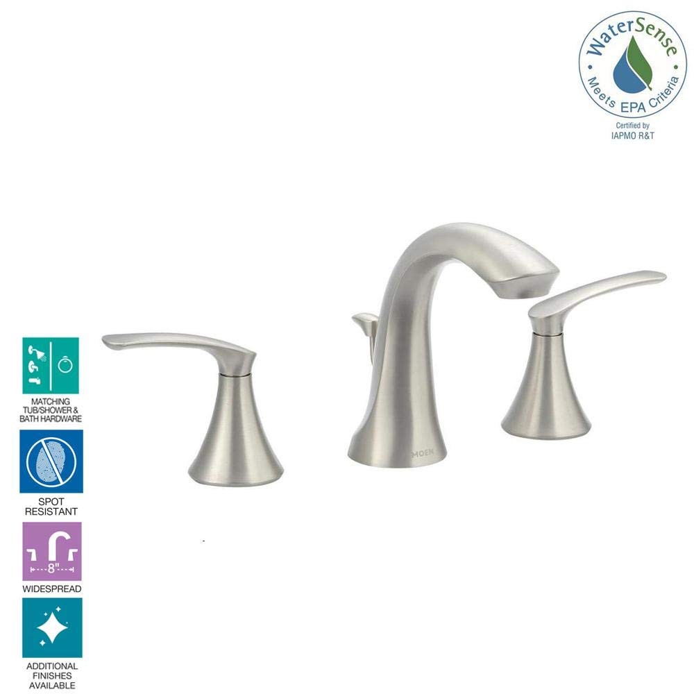 MOEN Darcy WS84551SRN Widespread 2-Handle High-Arc Bathroom Faucet in Spot Resist Brushed Nickel