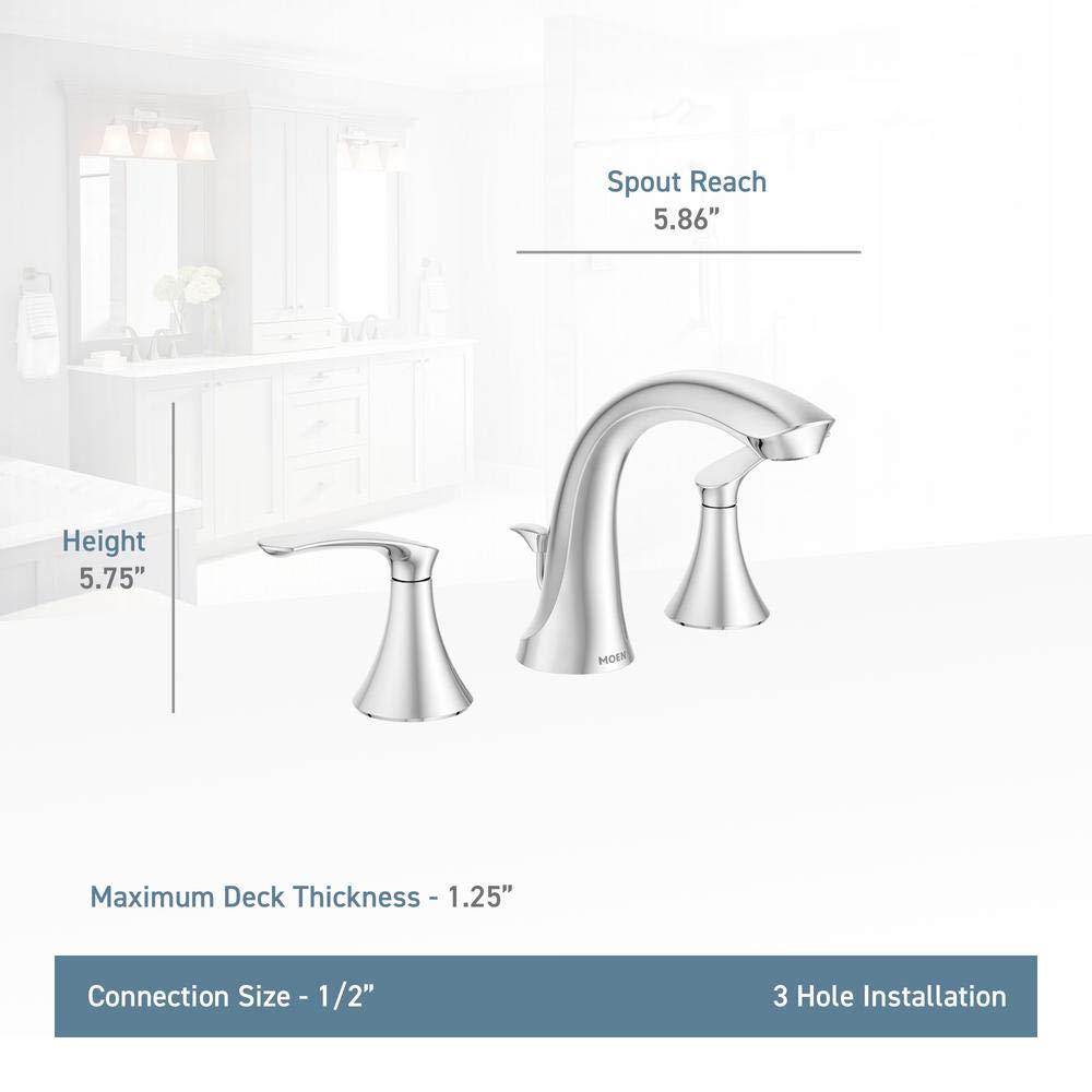 MOEN Darcy WS84551SRN Widespread 2-Handle High-Arc Bathroom Faucet in Spot Resist Brushed Nickel
