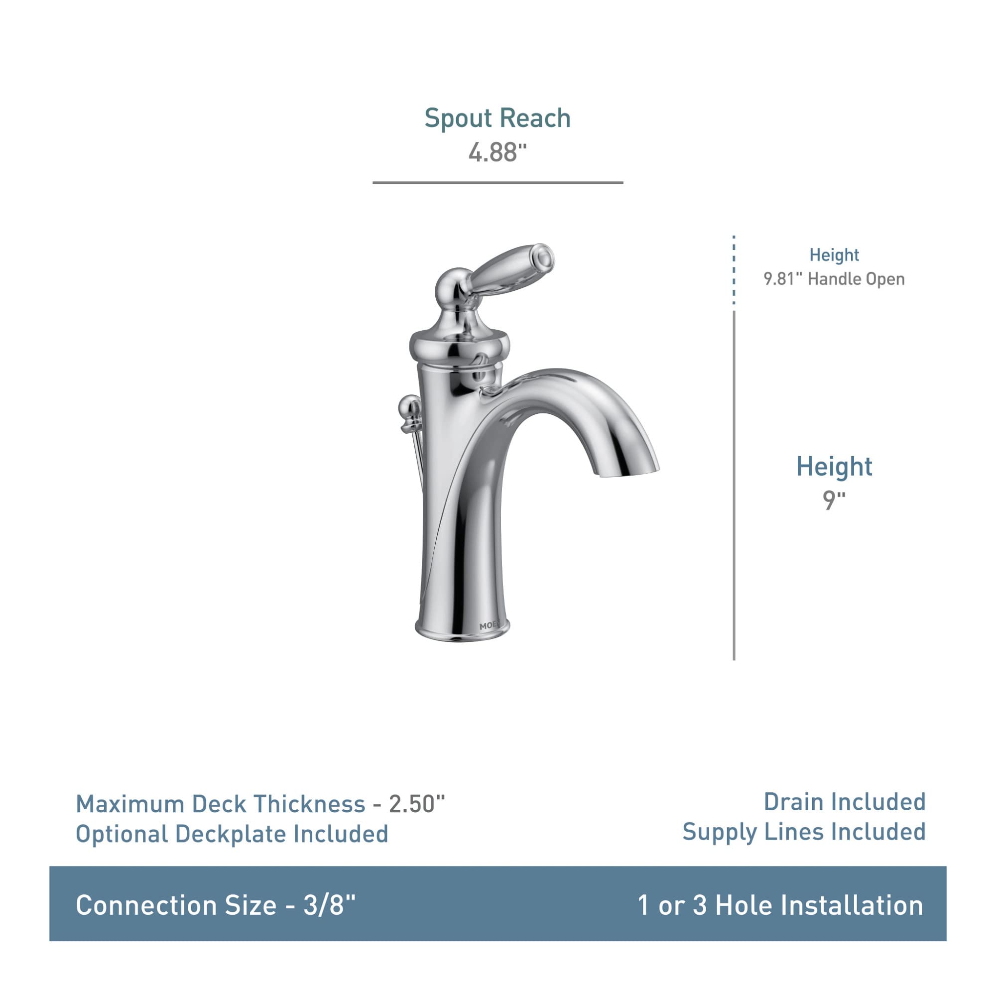 MOEN Brantford 6600ORB Single-Handle Single Hole High-Arc Bathroom Faucet in Oil Rubbed Bronze