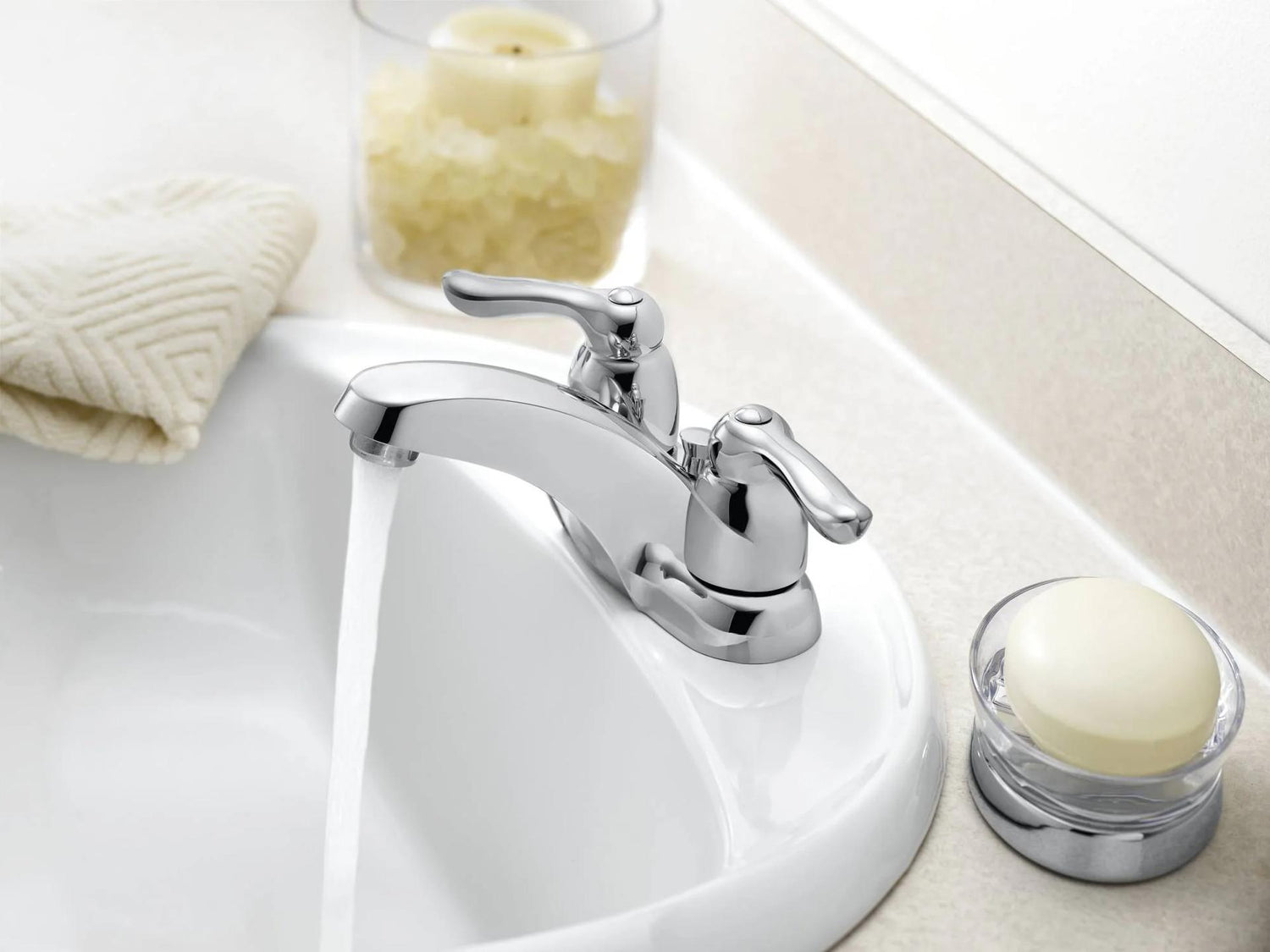 MOEN 8917 Double Handle Centerset Bathroom Faucet from the M-BITION Collection (Valve Included)