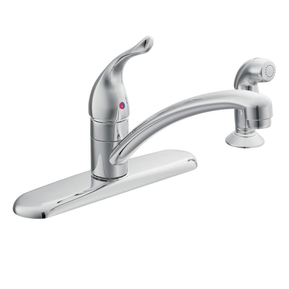 MOEN Chateau 7430 Single-Handle Fixed Kitchen Faucet with Side Sprayer in Chrome