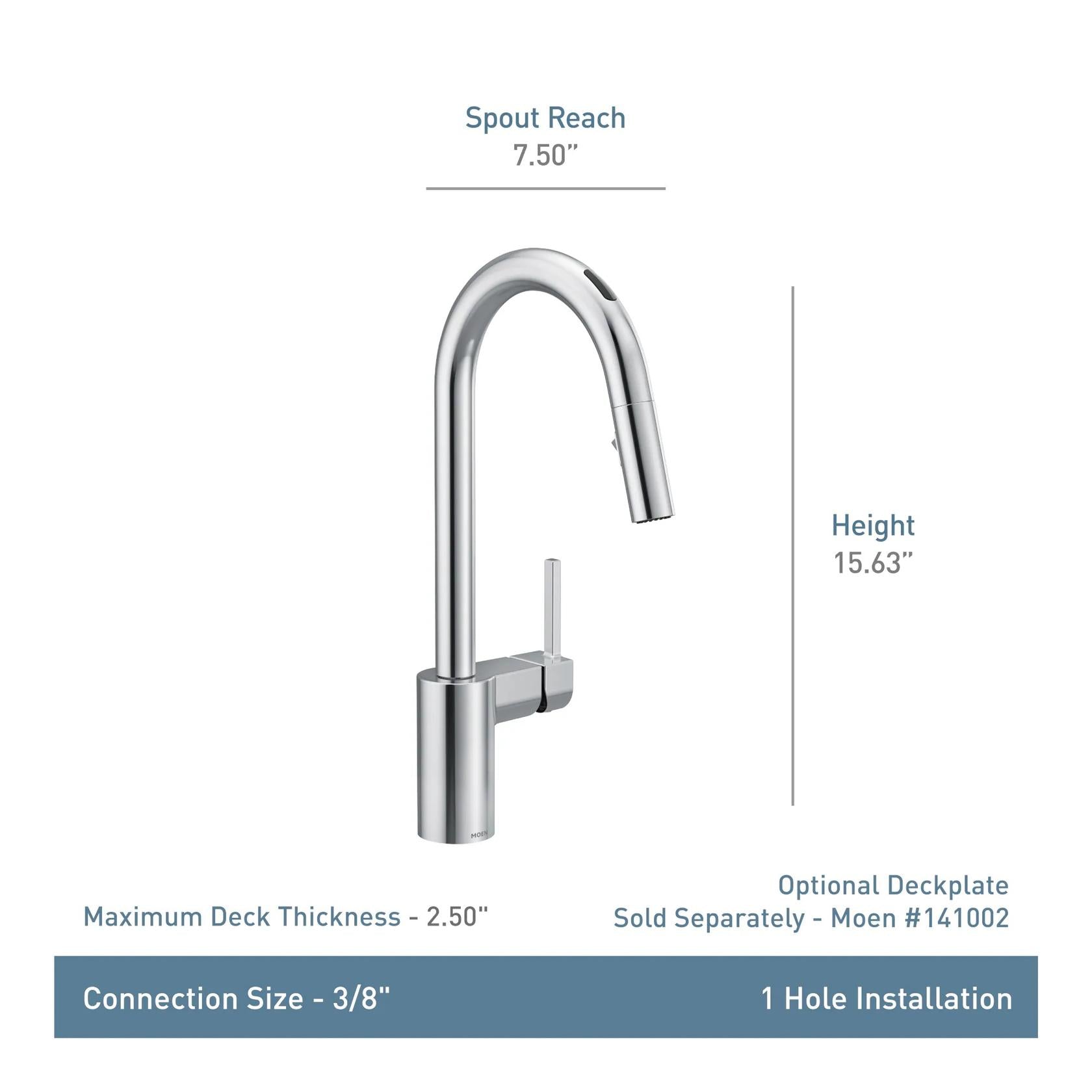 MOEN Align 7565EVSRS Single-Handle Smart Touchless Pull Down Sprayer Kitchen Faucet with Voice Control in Spot Resist Stainless