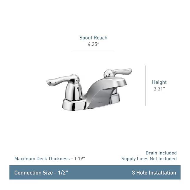 MOEN 8917 Double Handle Centerset Bathroom Faucet from the M-BITION Collection (Valve Included)