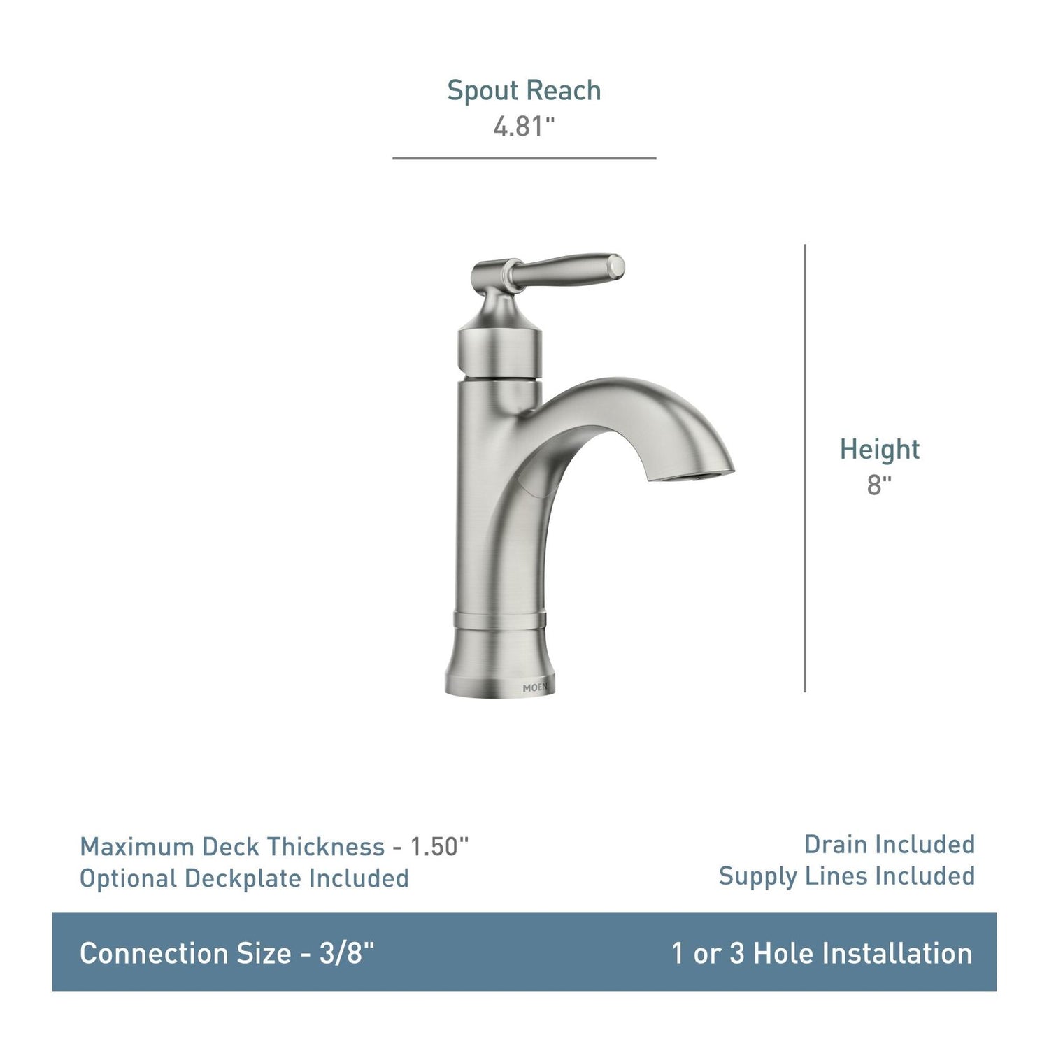 Moen 84970 Halle Single Handle High Arc Bathroom Faucet - Spot Resist Brushed Nickel