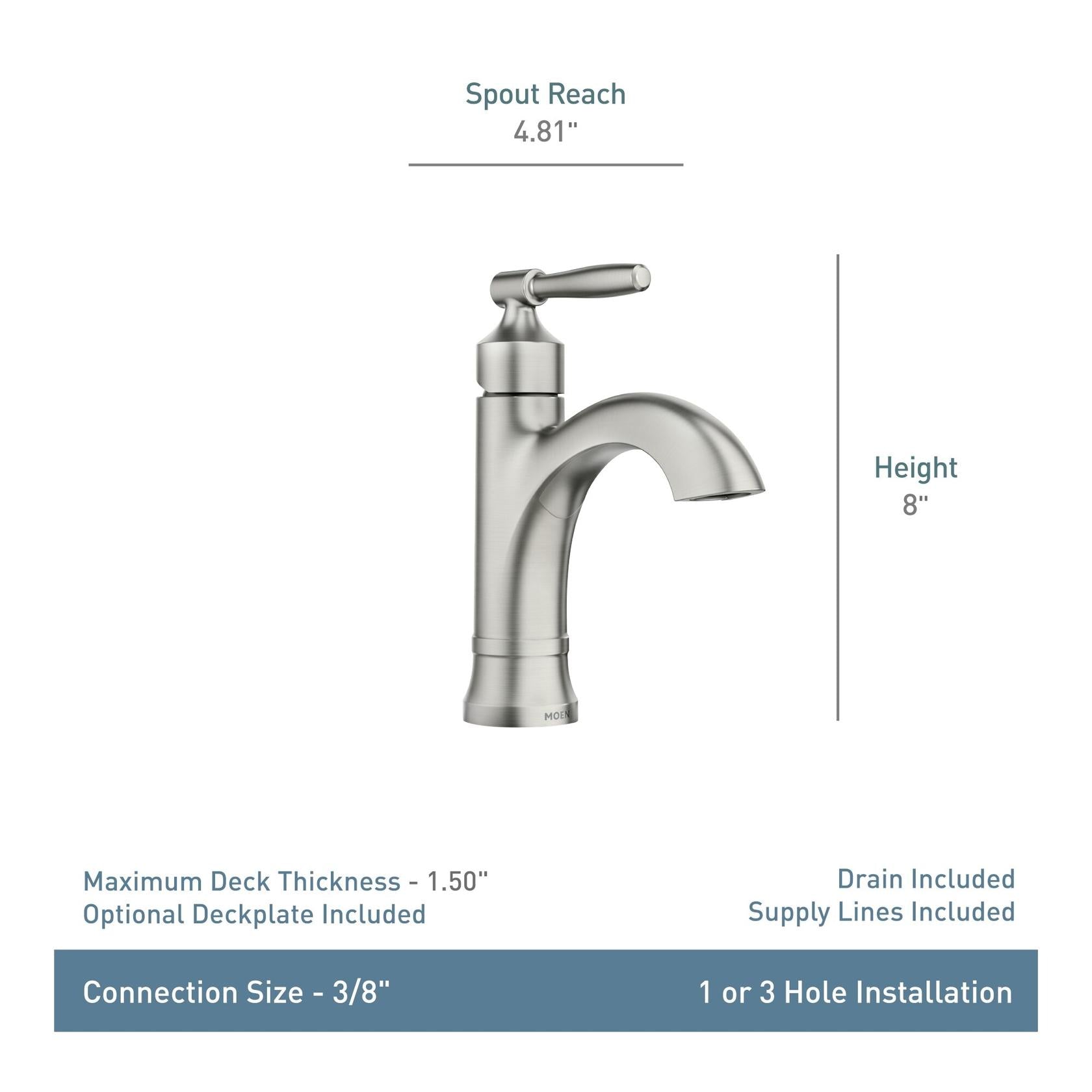 Moen 84970 Halle Single Handle High Arc Bathroom Faucet - Spot Resist Brushed Nickel