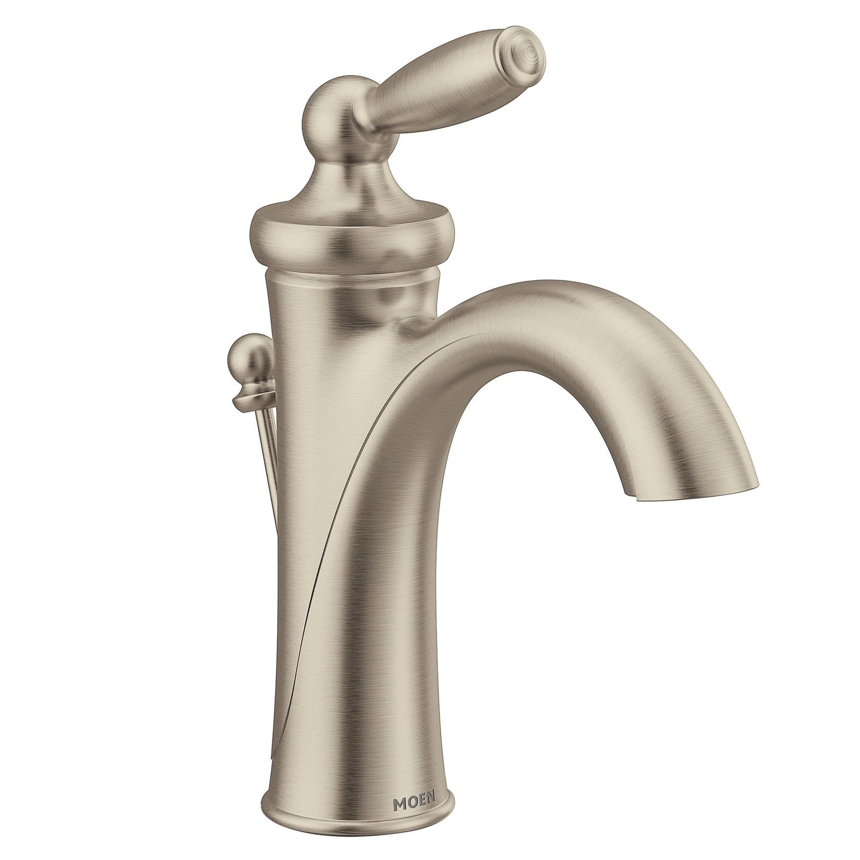 MOEN Brantford 6600BN Single-Handle Single-Hole High-Arc Bathroom Faucet in Brushed Nickel (Valve Included)