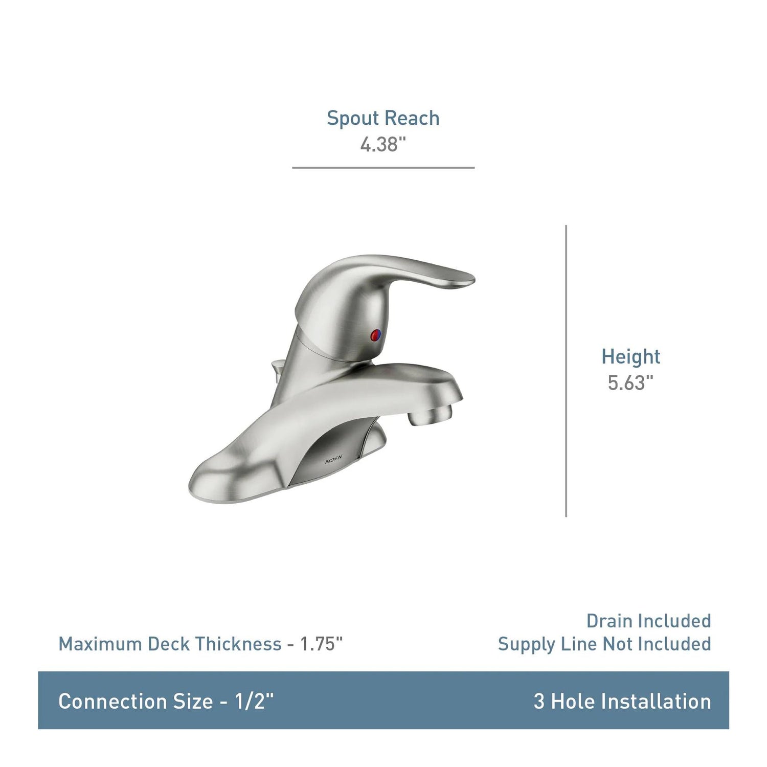 MOEN Adler WS84503 Centerset Single Handle Low-Arc Bathroom Faucet in Chrome