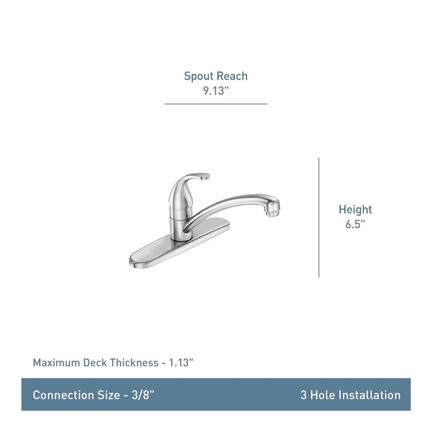 MOEN Adler 87603 One Handle Deck-mount Kitchen Faucet in Chrome