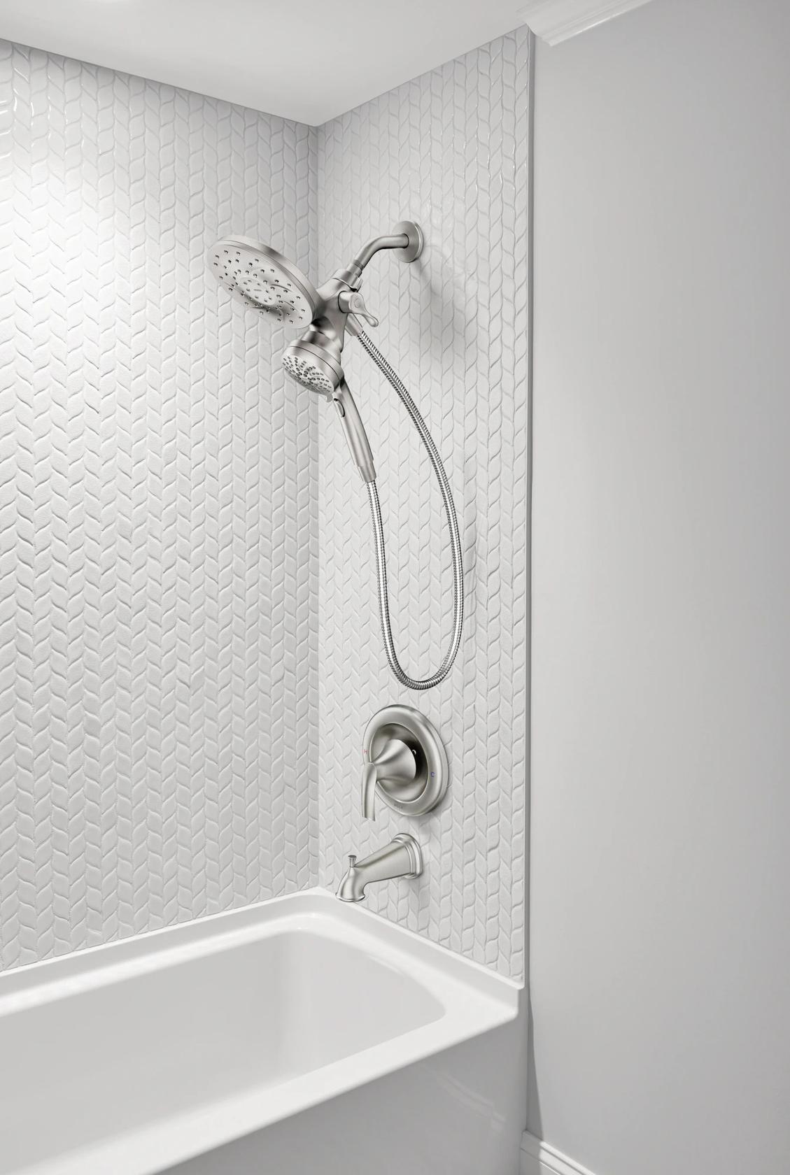 MOEN Graeden 82137SRN Magnetix 1-Handle Bathtub and Shower Faucet in Spot Resist Brushed Nickel (Valve Included)