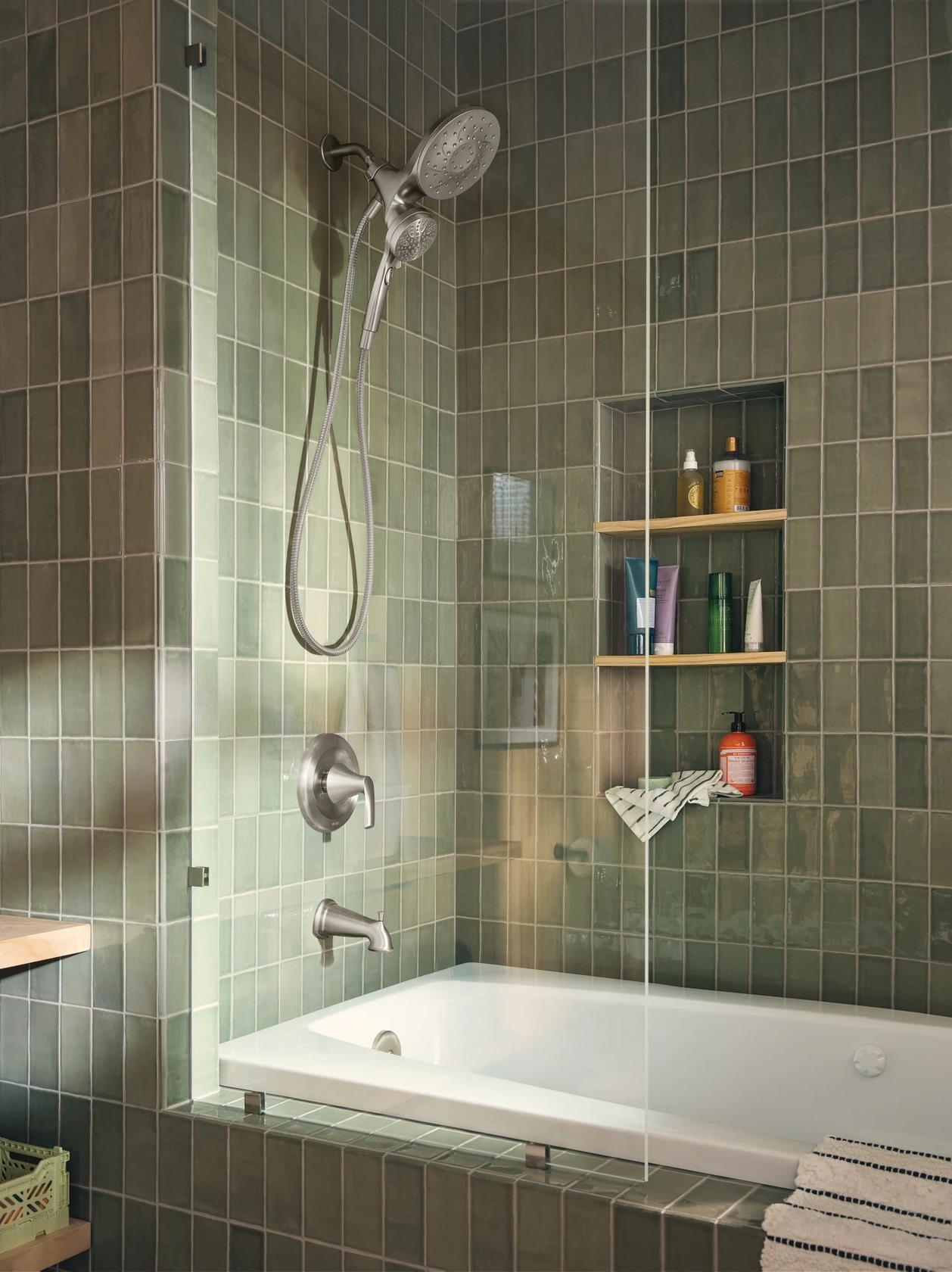 MOEN Graeden 82137SRN Magnetix 1-Handle Bathtub and Shower Faucet in Spot Resist Brushed Nickel (Valve Included)