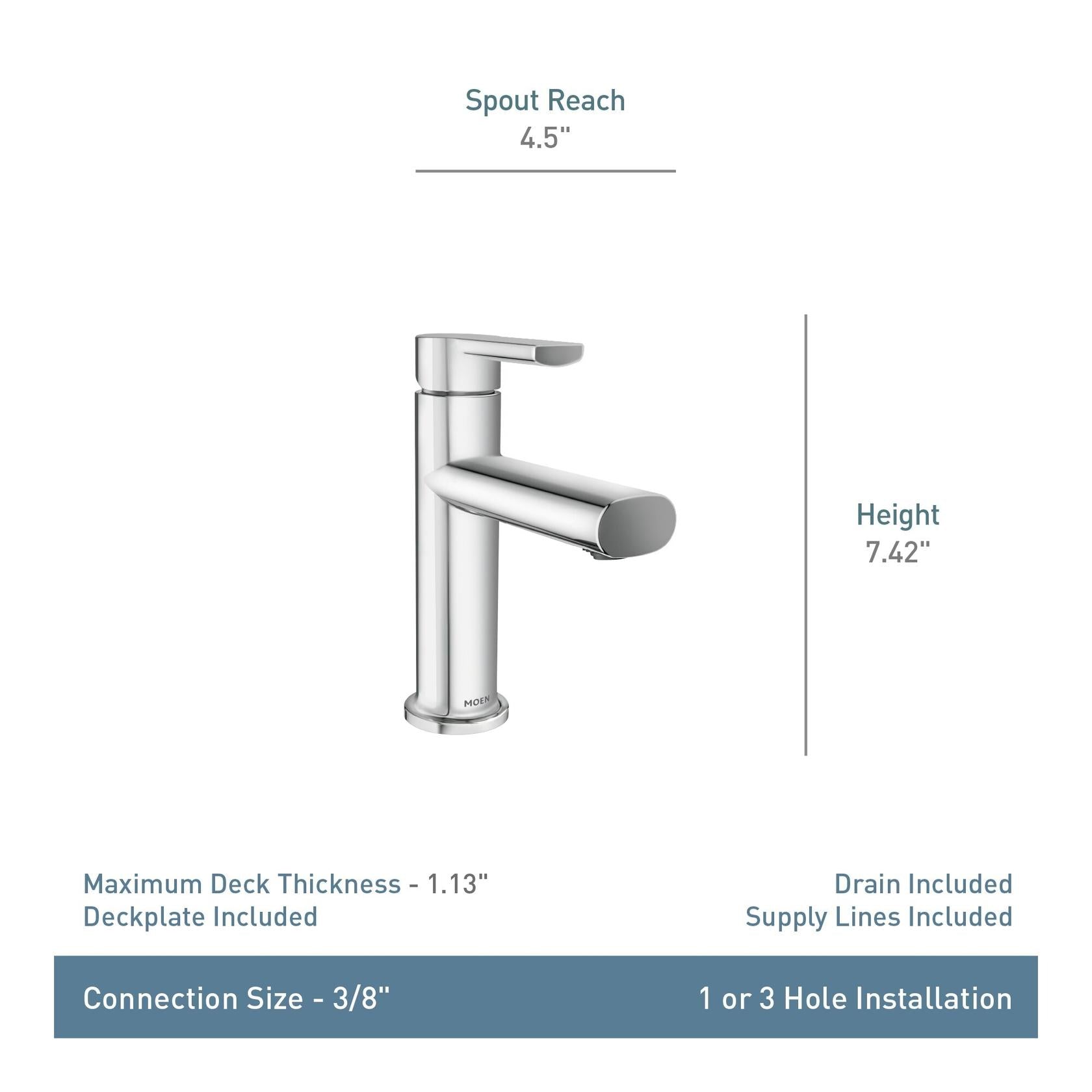 MOEN Meena 84794 Single Hole Single-Handle Bathroom Faucet in Chrome