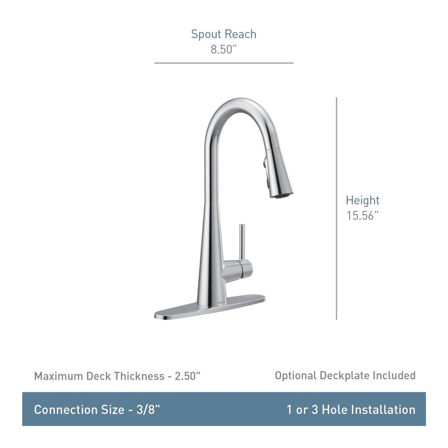 MOEN Sleek 7864BLS One Handle High Arc Pulldown Modern Kitchen Faucet With Power Boost in Black Stainless