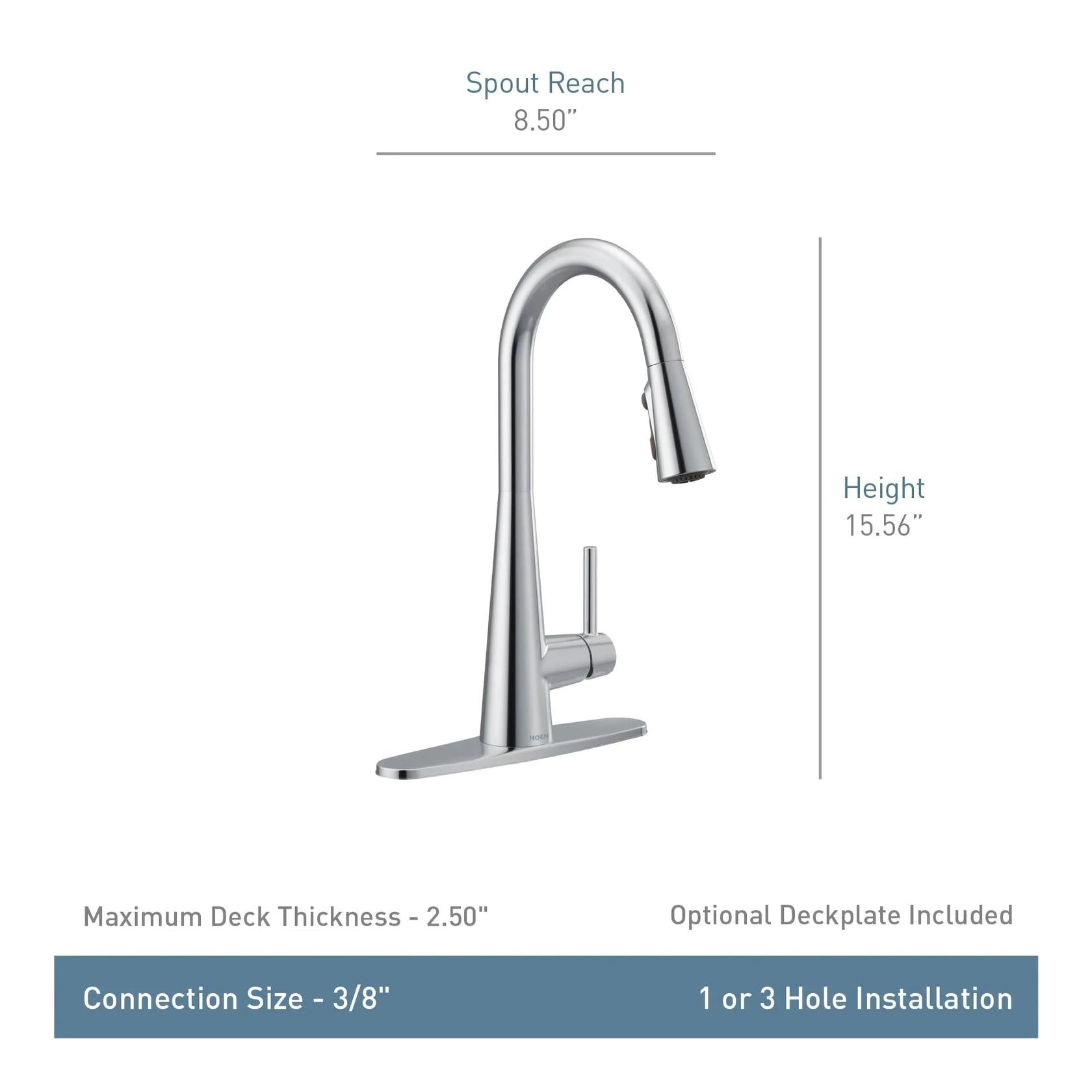 MOEN Sleek 7864BLS One Handle High Arc Pulldown Modern Kitchen Faucet With Power Boost in Black Stainless