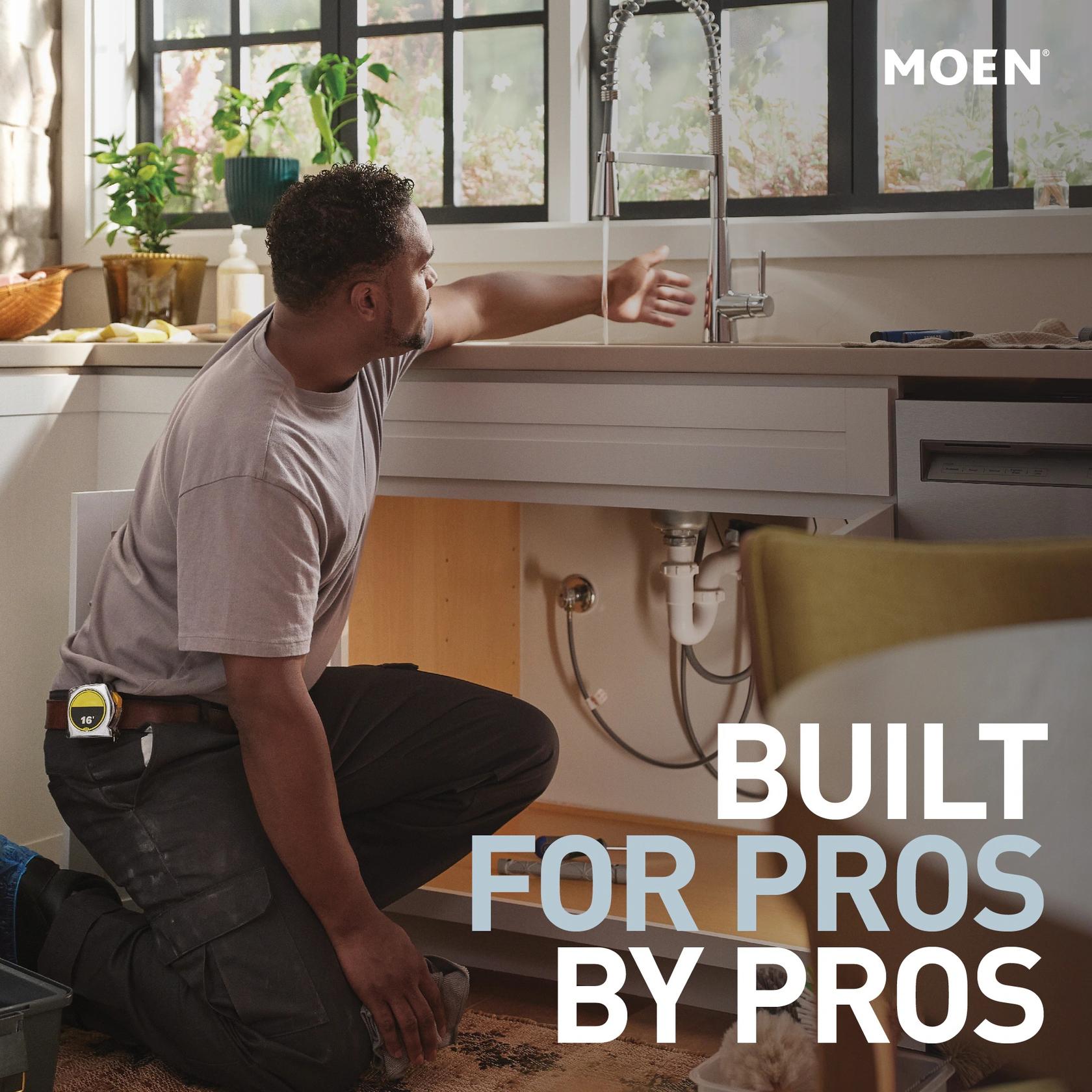 Moen Adler WSL84502SRN Centerset Single-Handle Low-Arc Bathroom Faucet in Spot Resist Brushed Nickel