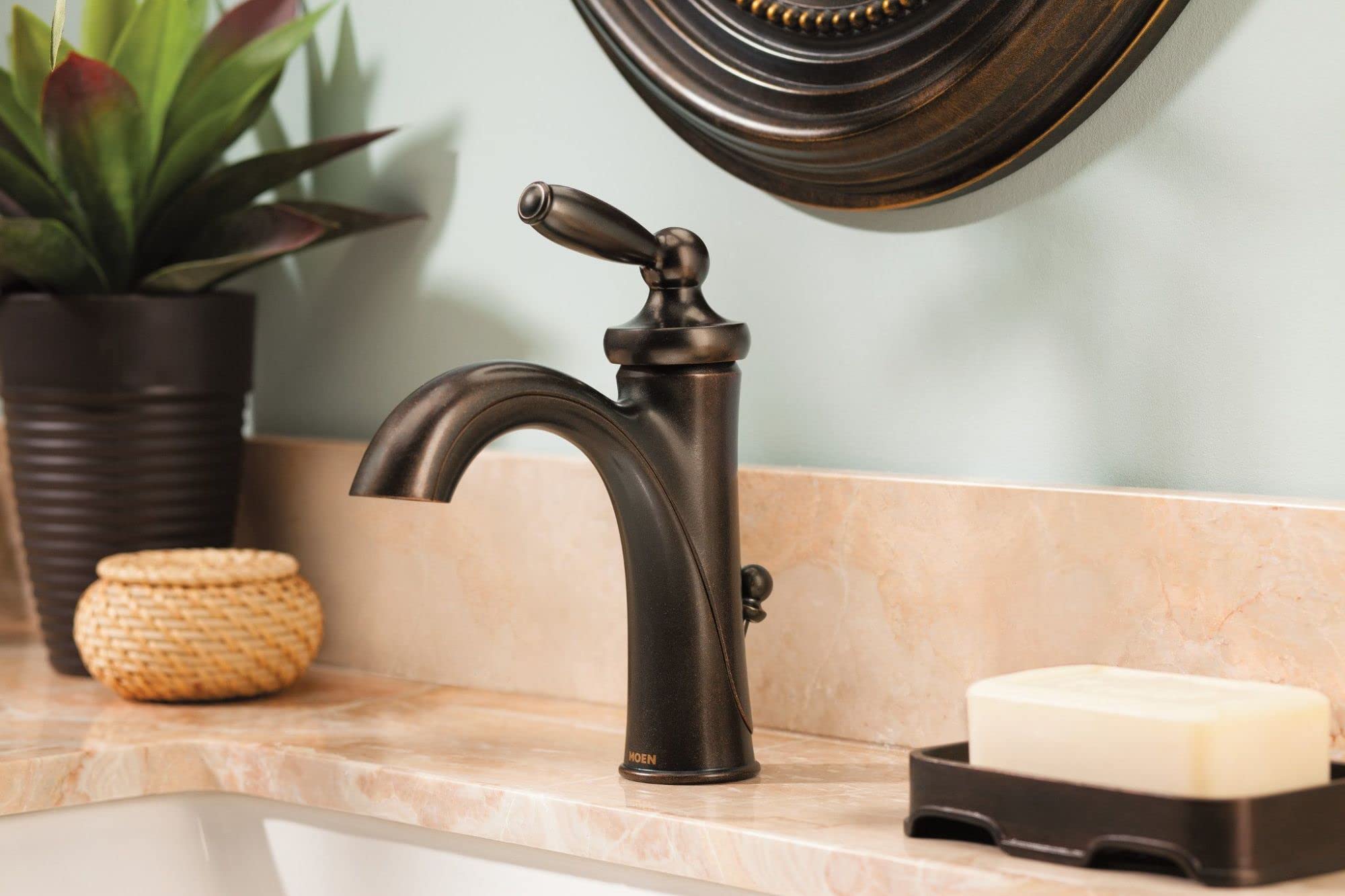 MOEN Brantford 6600ORB Single-Handle Single Hole High-Arc Bathroom Faucet in Oil Rubbed Bronze