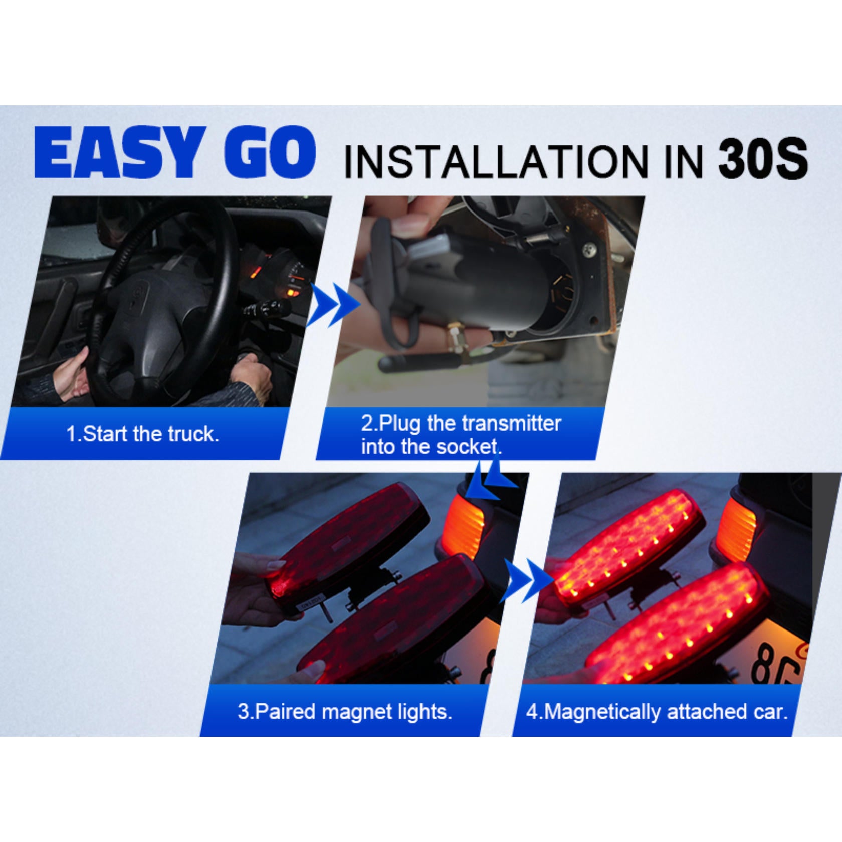 AgriEyes Wireless Trailer Tow Lights with Adjustable Bracket, Magnetic Battery-Powered Strobe for Trucks, RV, Camper, Boat, Wrecker