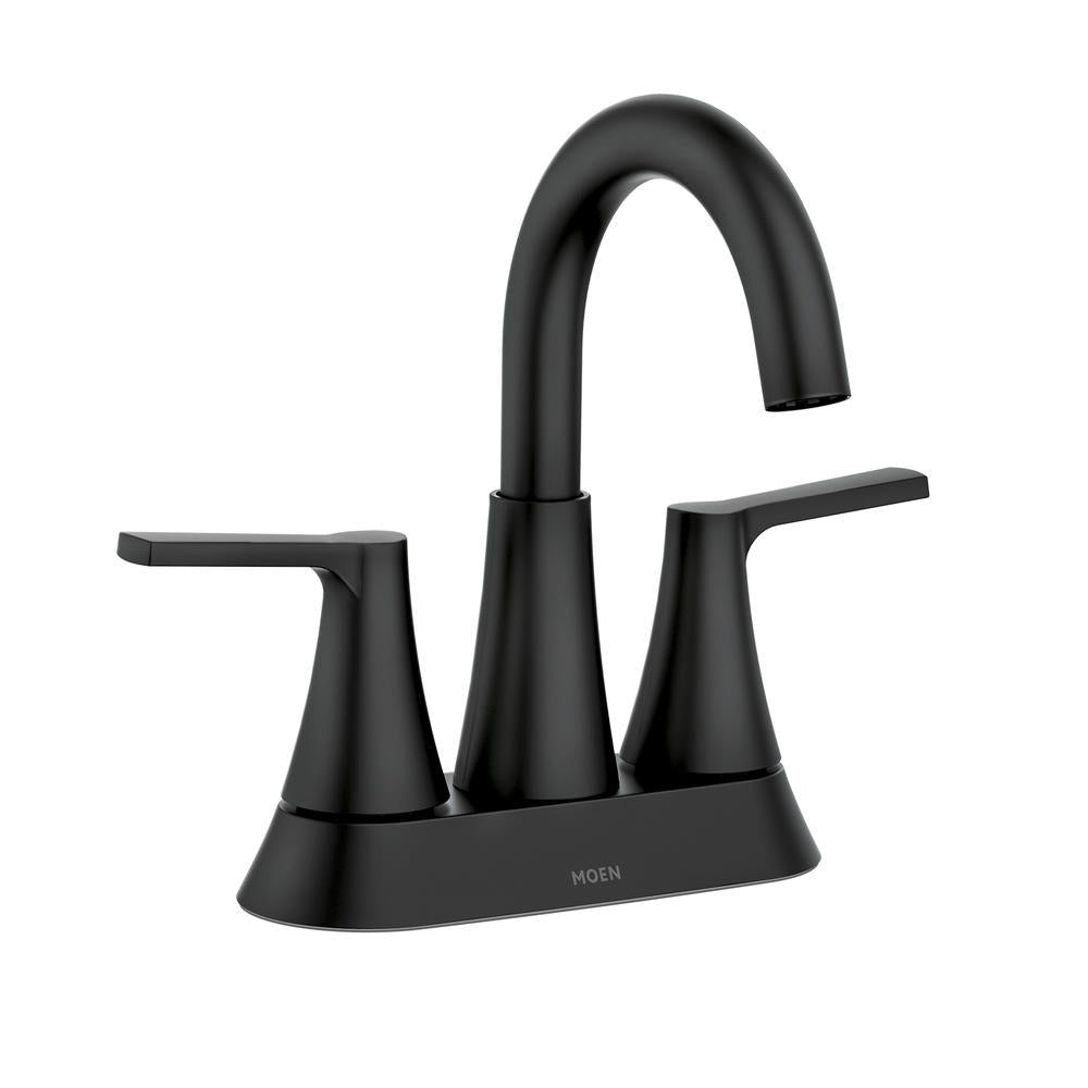 MOEN Mikah 84311BL Two-Handle High Arc Bathroom Sink Faucet in Matte Black