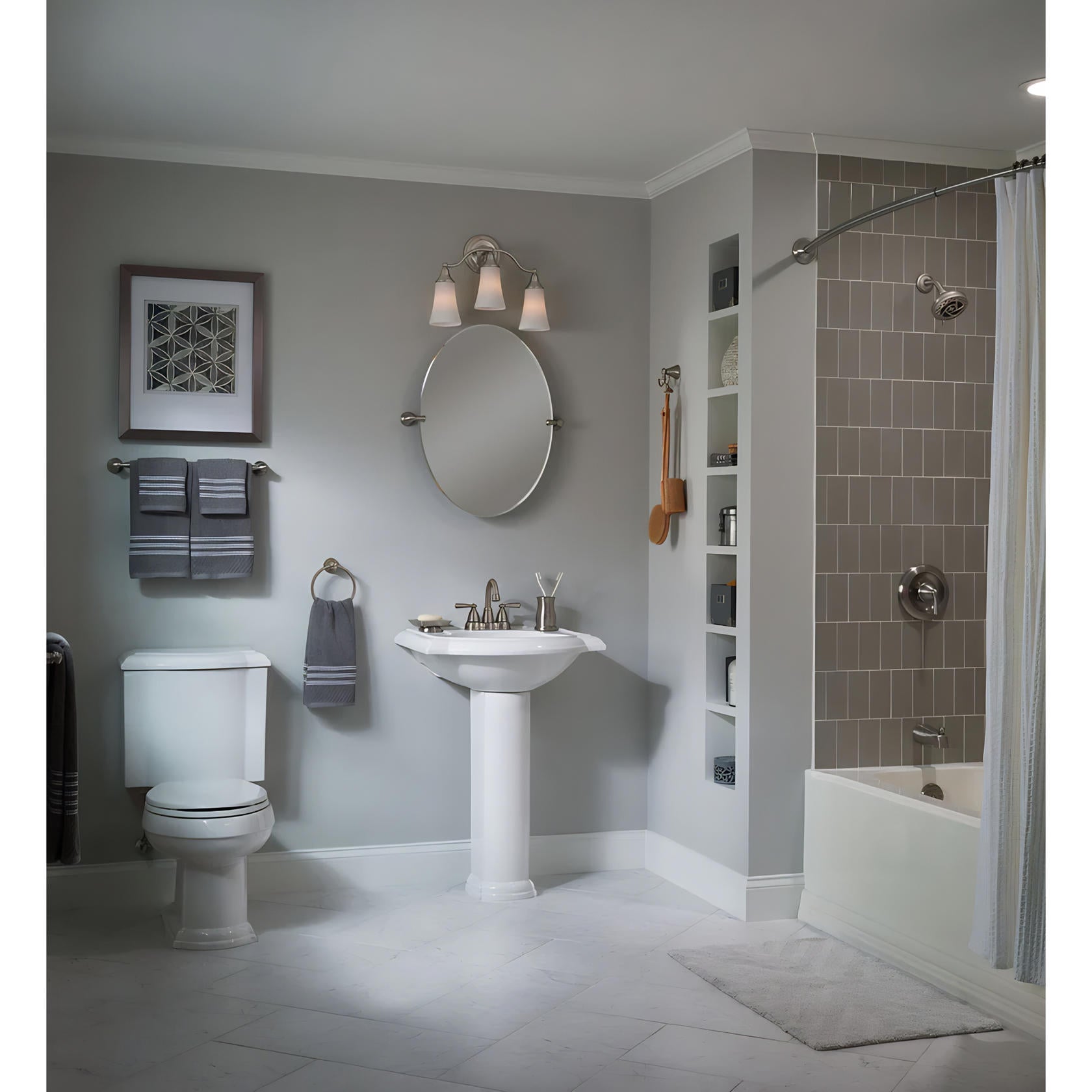 MOEN Banbury WS84913SRN Double Handle Centerset Bathroom Faucet in Spot Resist Brushed Nickel