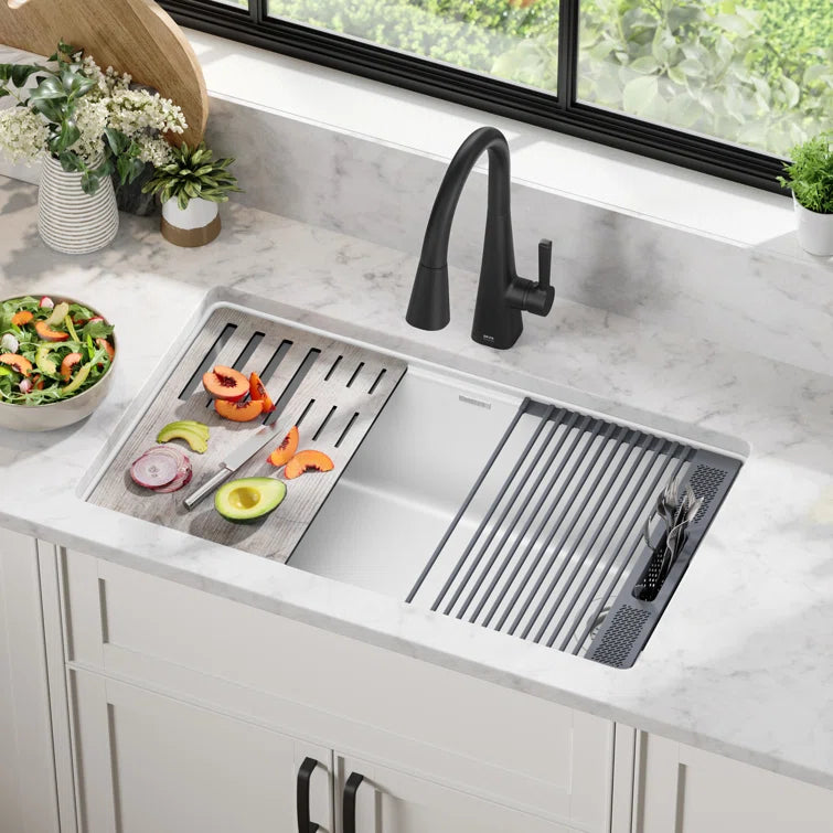 Delta Everest™ 75B933-33S-WH 32" L Granite Composite Workstation Kitchen Sink Undermount Single Bowl