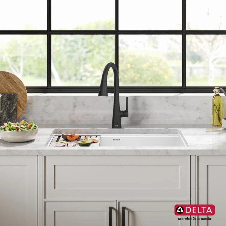 Delta Everest™ 75B933-33S-WH 32" L Granite Composite Workstation Kitchen Sink Undermount Single Bowl