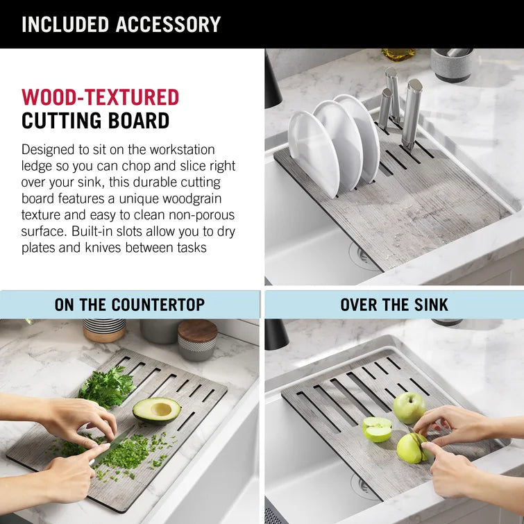 Delta Everest™ 75B933-33S-WH 32" L Granite Composite Workstation Kitchen Sink Undermount Single Bowl