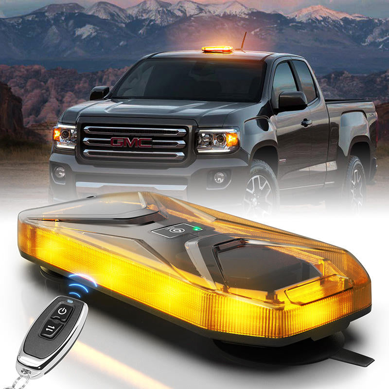 AgriEyes Wireless Mini Strobe Light Bar, Rechargeable Magnetic Amber/White LED for Truck, RV, Trailer (Remote Controlled)