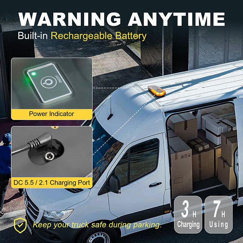 Agrieyes Wireless Mini Strobe Light Bar, Rechargeable Magnetic Amber/White LED for Truck (App Controlled)