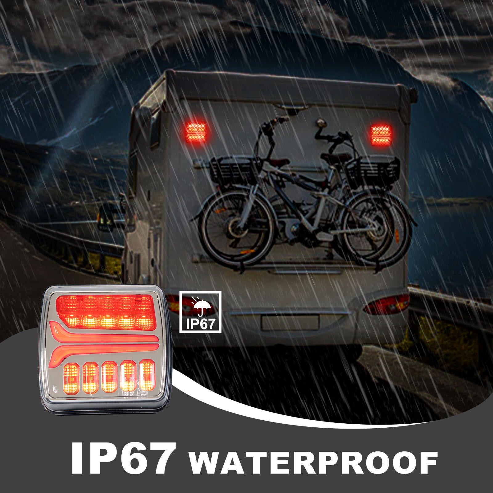 AgriEyes Wireless Trailer Lights, Rechargeable Magnetic LED Tow Light Kit, Portable DOT Compliant for Truck, Wrecker, Boat, RV, Caravan