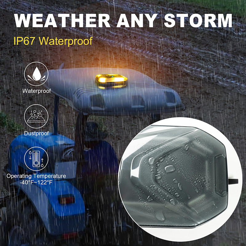AgriEyes Wireless Mini Strobe Light Bar, Rechargeable Magnetic Amber/White LED for Truck, RV, Trailer (Remote Controlled)