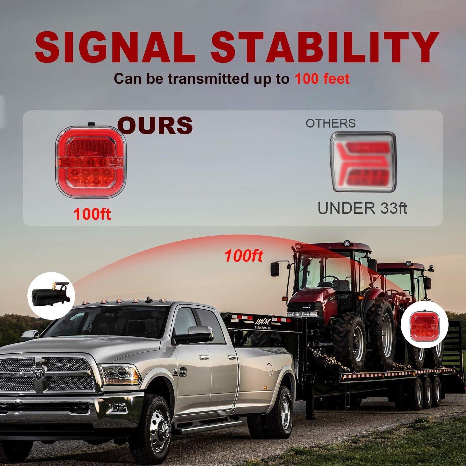 AgriEyes Halo Wireless Trailer Tow Lights with 2 Mounting Options, Magnetic & Bracket, Portable LED Light Kit for Truck, RV, Boat, Camper