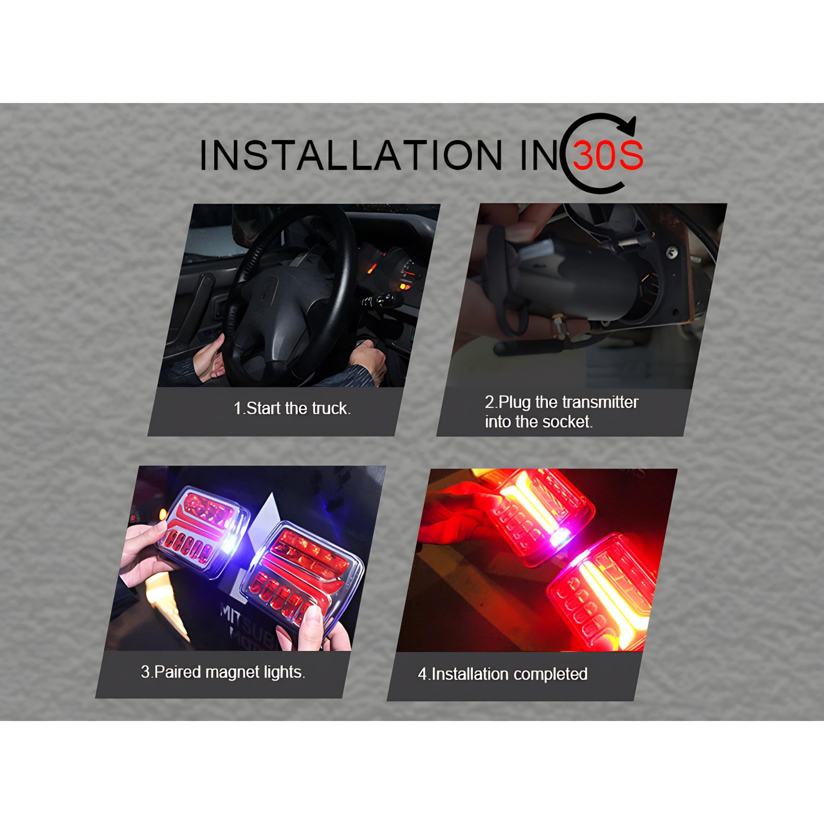 AgriEyes Wireless Trailer Lights, Rechargeable Magnetic LED Tow Light Kit, Portable DOT Compliant for Truck, Wrecker, Boat, RV, Caravan