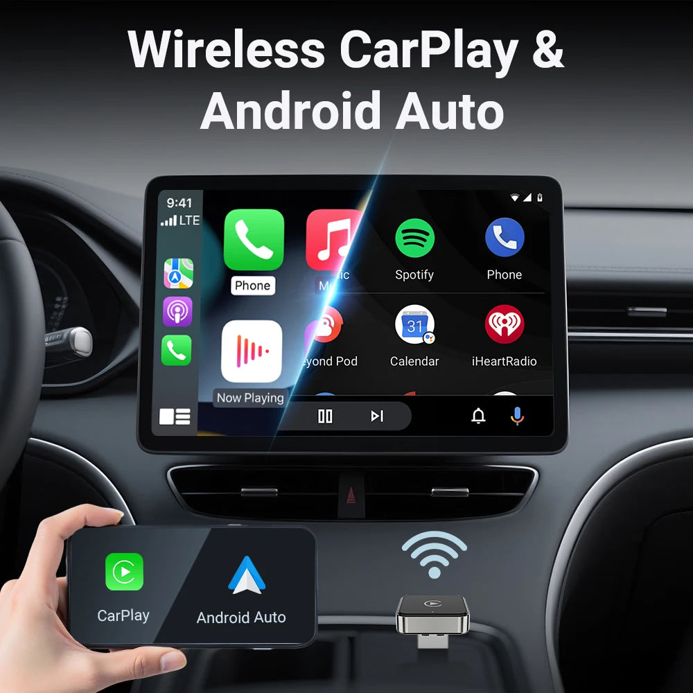 Mini CarPlay AI Box 2-in-1 Wired to Wireless CarPlay & Android Auto Adapter 5GHz WiFi
